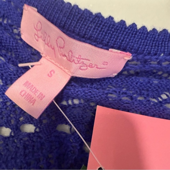 Lilly Pulitzer Royal Blue Dress Crochet Cotton Scoop Neck  Short Sleeve Sz S NEW - Picture 8 of 12